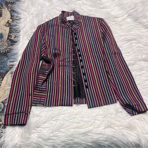 Vintage Multicolor Striped Button-Up blazer Jacket